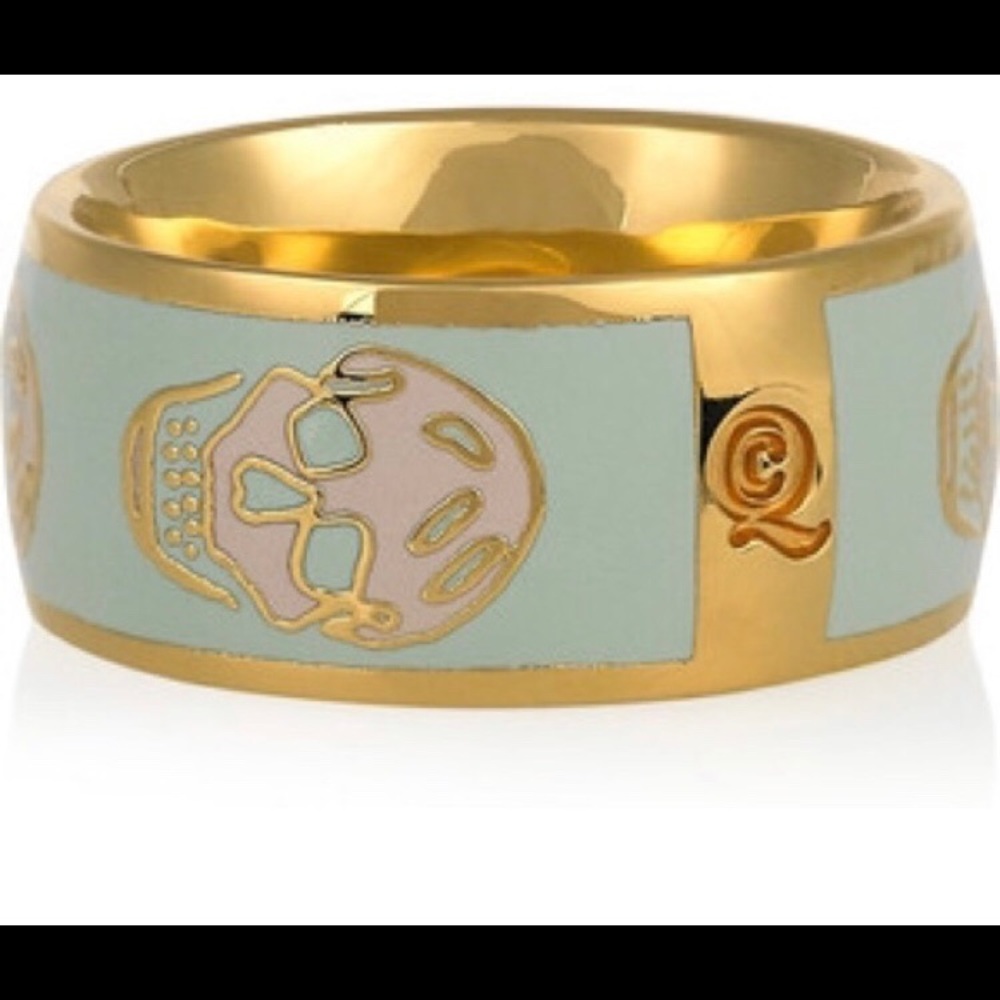 ISO Alexander McQueen enamel skull ring